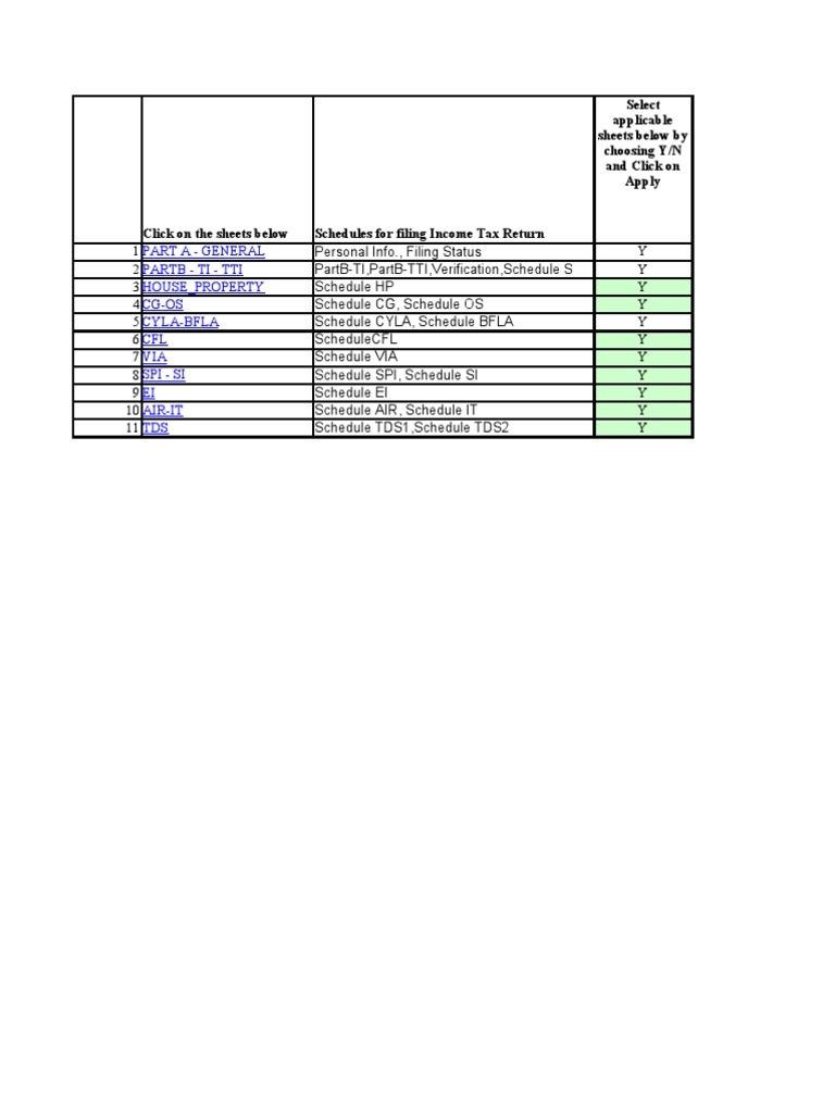 India Income tax return form | Capital Gains Tax | Microsoft Excel