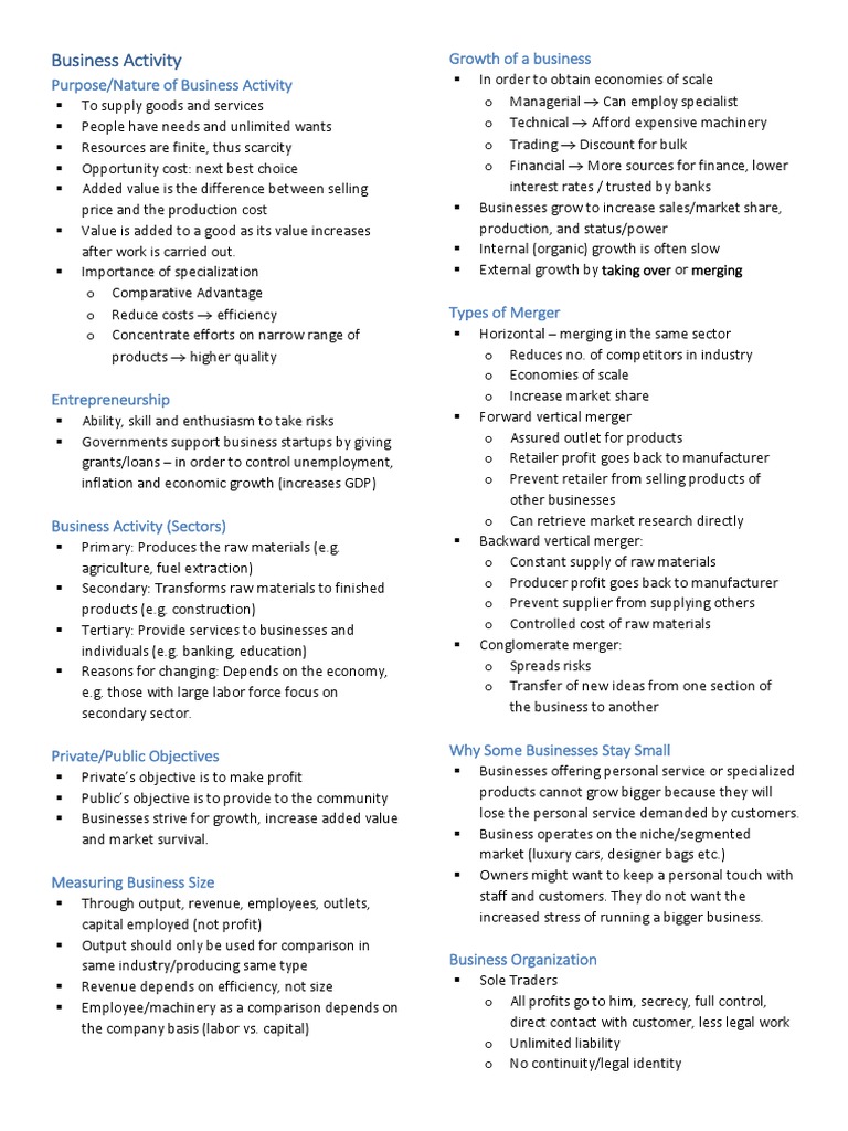 IGCSE Business Studies Revision Notes | PDF | Marketing | Balance Sheet