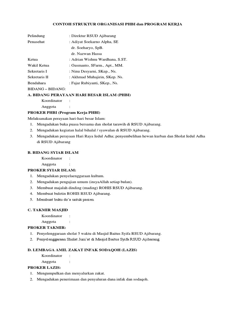 Struktur dan Program Kerja PHBI Masjid | PDF