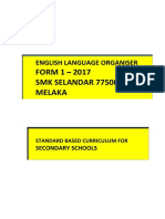 FORM 1 - 2017 SMK Selandar 77500 Melaka: English Language Organiser