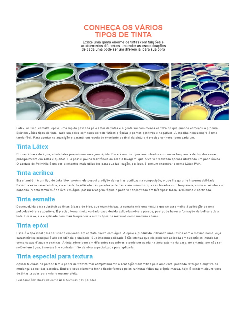 Conheça Os Vários Tipos de Tinta