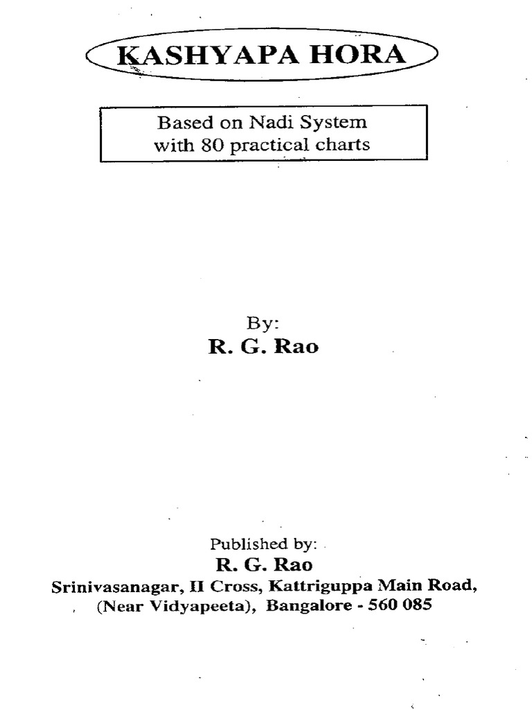 RG RAO Kashyapa Hora 1 PDF | PDF