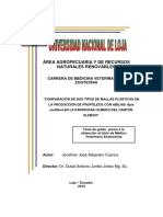 Comparación de Dos Tipos de Mallas Plásticas en La Producción de Propóleos Con Abejas Apis Mellifera en La Parroquia Olmedo Del Cantón Olmedo Jonathan José Alejandro Cuenca