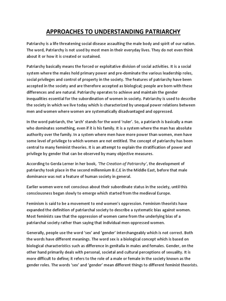 Understanding Patriarchy and Its Origins | PDF | Feminism | Gender Studies