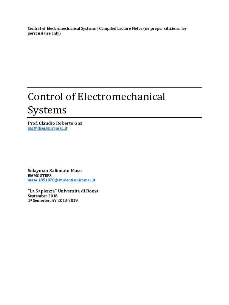 Control of Electromechanical Systems Notes | PDF | Trigonometric ...