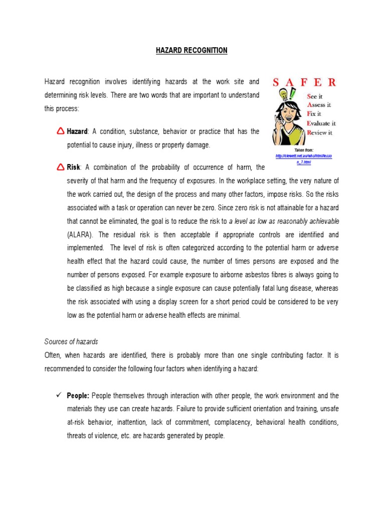 Hazard Recognition Process | PDF | Hazards | Risk