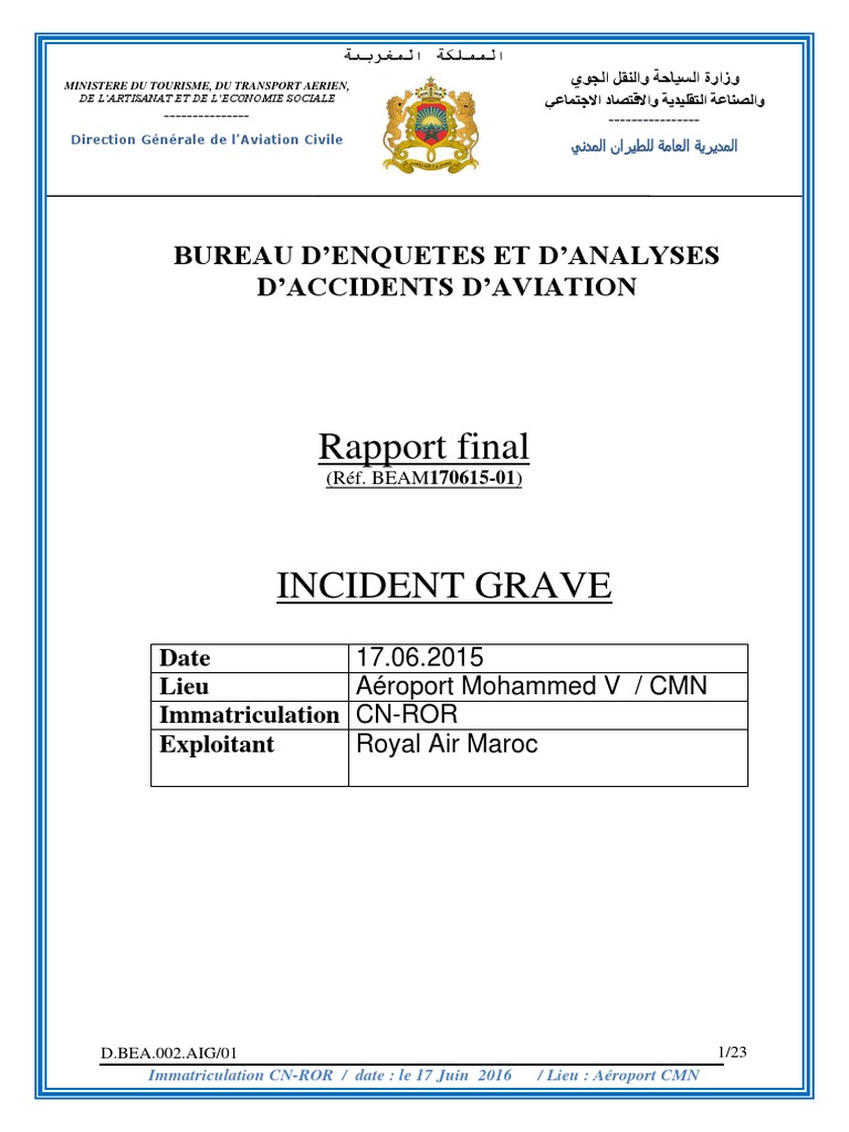 Rapport Final Bureau D Enquetes Et D Analyses D Accidents D Aviation Piste Aerodrome Ingenierie Et Technologie Spatiale