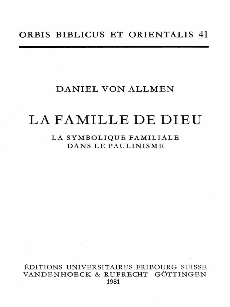 31 2b 3f 3d 33 Décodez le Et Résolvez L énigme Trouvée La Famille de Dieu - D. Von Allmen | PDF | Bible | Textes religieux