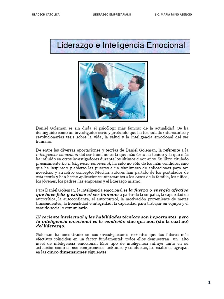 Liderazgo e Inteligencia Emocional Goleman | PDF | Las emociones ...