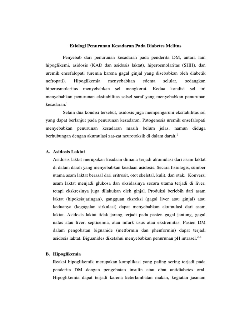 Etiologi Penurunan Kesadaran Pada Diabetes Melitus | PDF