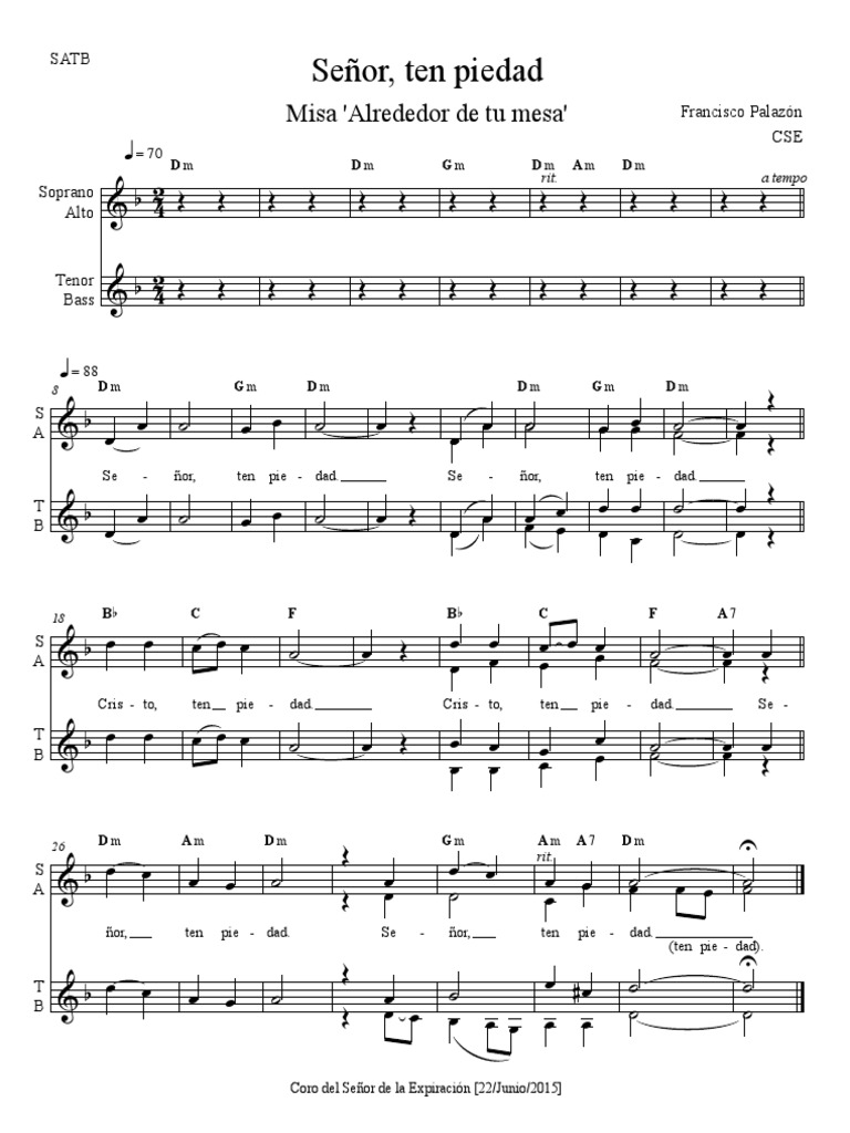 Senor Ten Piedad Francisco Palazon Alrededor De Tu Mesa 01 Satb senor ten piedad francisco palazon