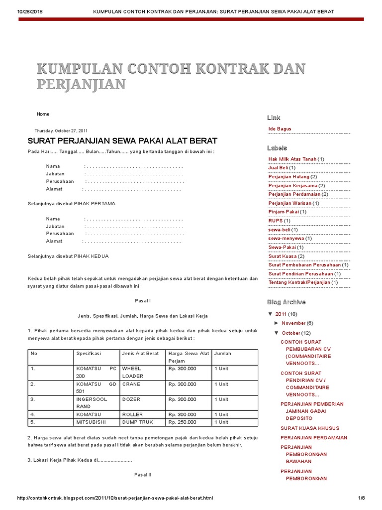 Contoh Surat Jalan Mobilisasi Alat Berat Berbagai Alat