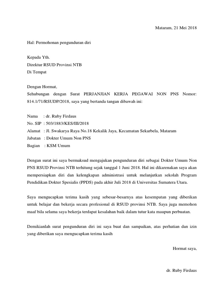 Surat Pengunduran Diri