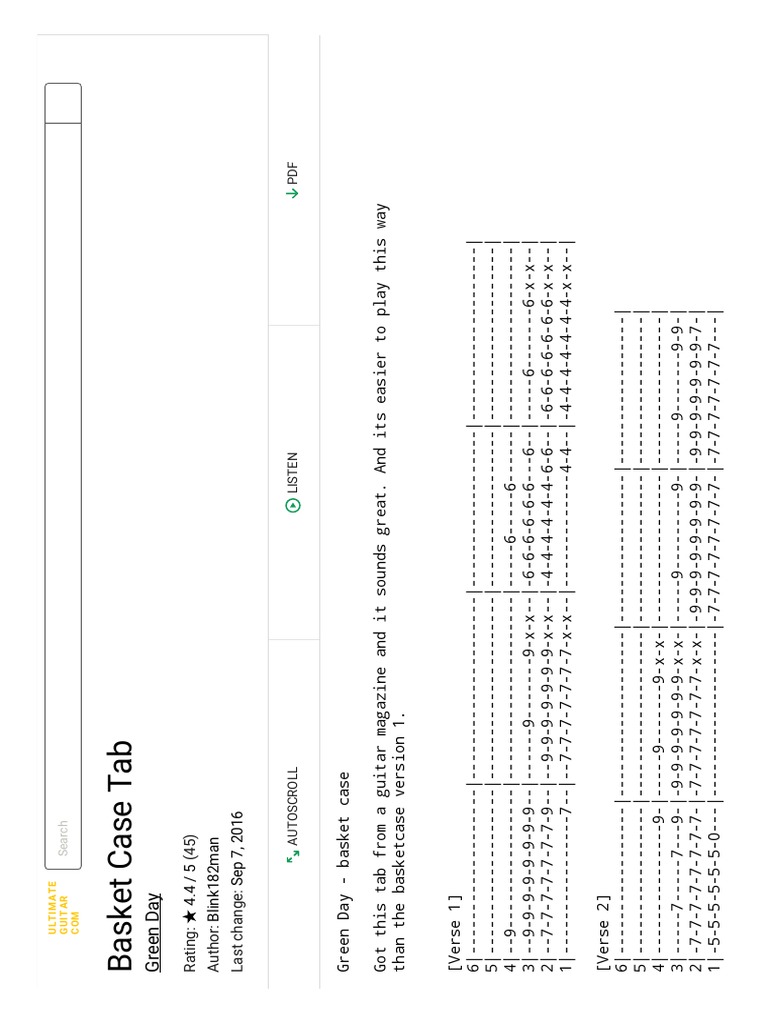 BASKET CASE TAB (ver 4) by Green Day Song