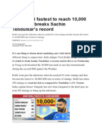 Virat Kohli Fastest To Reach 10000 Runs