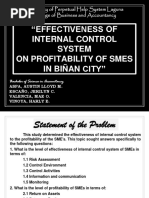 Effectiveness of Internal Control System On Profitability of Smes in Biñan City