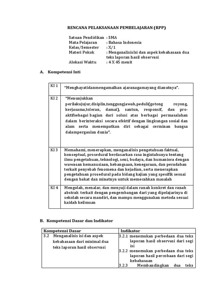 Contoh Rpp Teks Laporan Hasil Observasi Kelas X Kumpulan Contoh Laporan