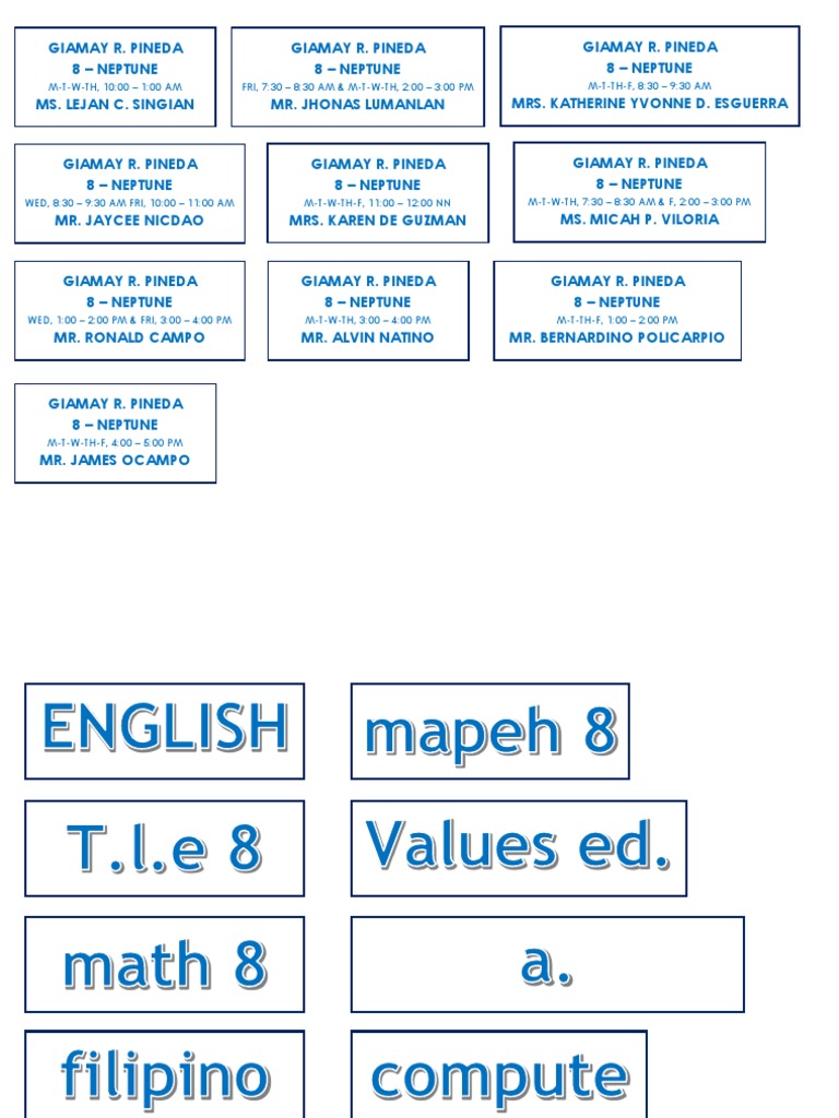 Gia Names Subjects PDF