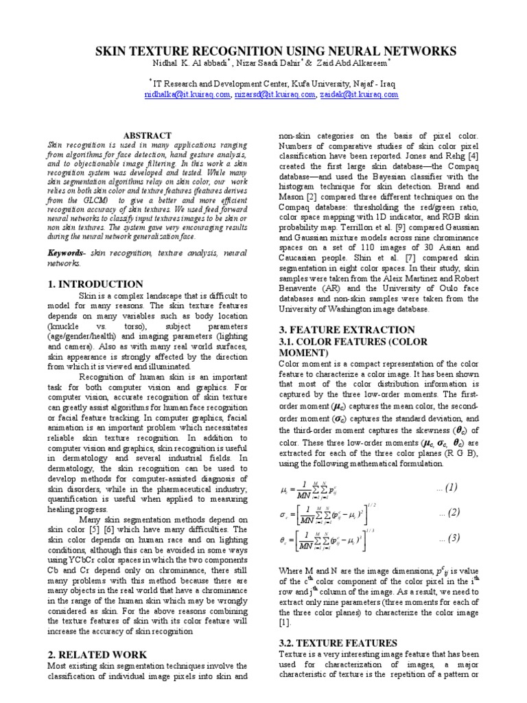 Skin Texture Recognition Using Neural Networks | PDF | Artificial ...