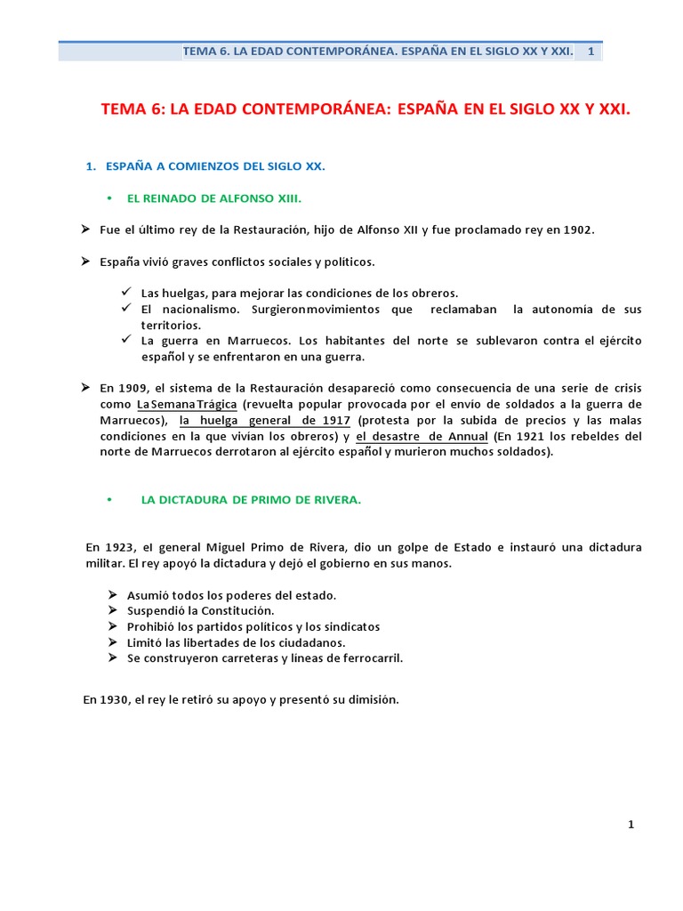 Esquema Tema 6 Sociales 6ºEP | PDF | España | Francisco franco