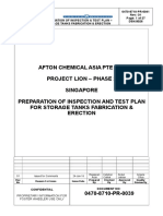 Prepration of ITP For Storage Tanks Fabrication & Erection