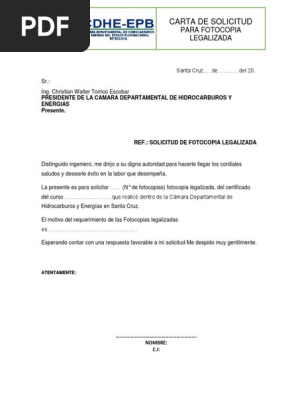 Carta De Solicitud De Fotocopia Legalizada Pdf