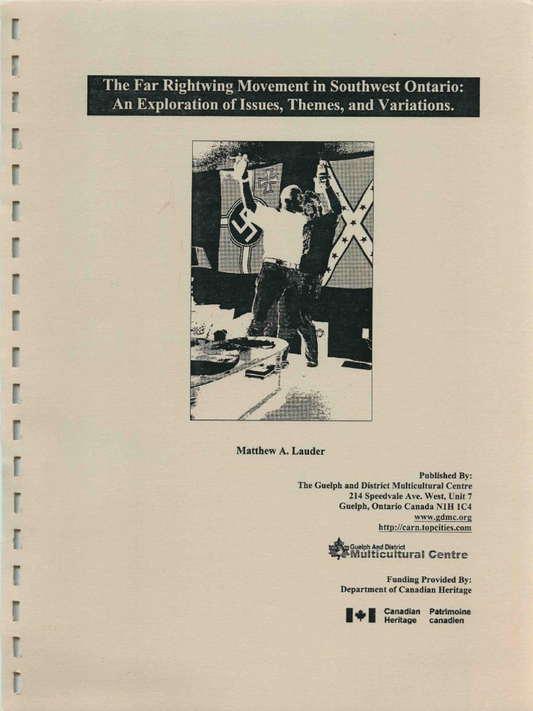 2002 Ontario Far-Right Report PDF Racism Discrimination and Race Relations