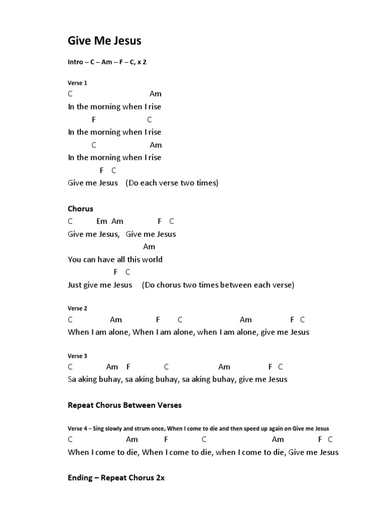 Give Me Jesus: Chorus | PDF