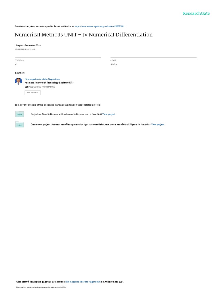 Numerical Differentiation Methods Pdf Numerical Analysis Derivative