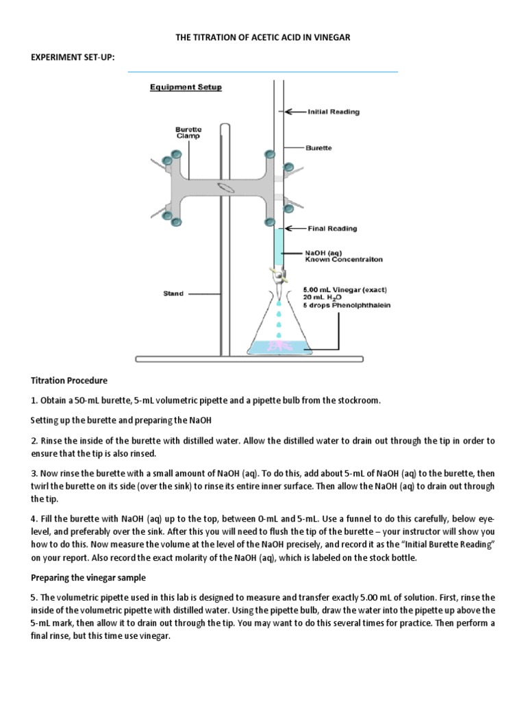 THE TITRATION OF ACETIC ACID IN VINEGAR.docx Titration Analytical