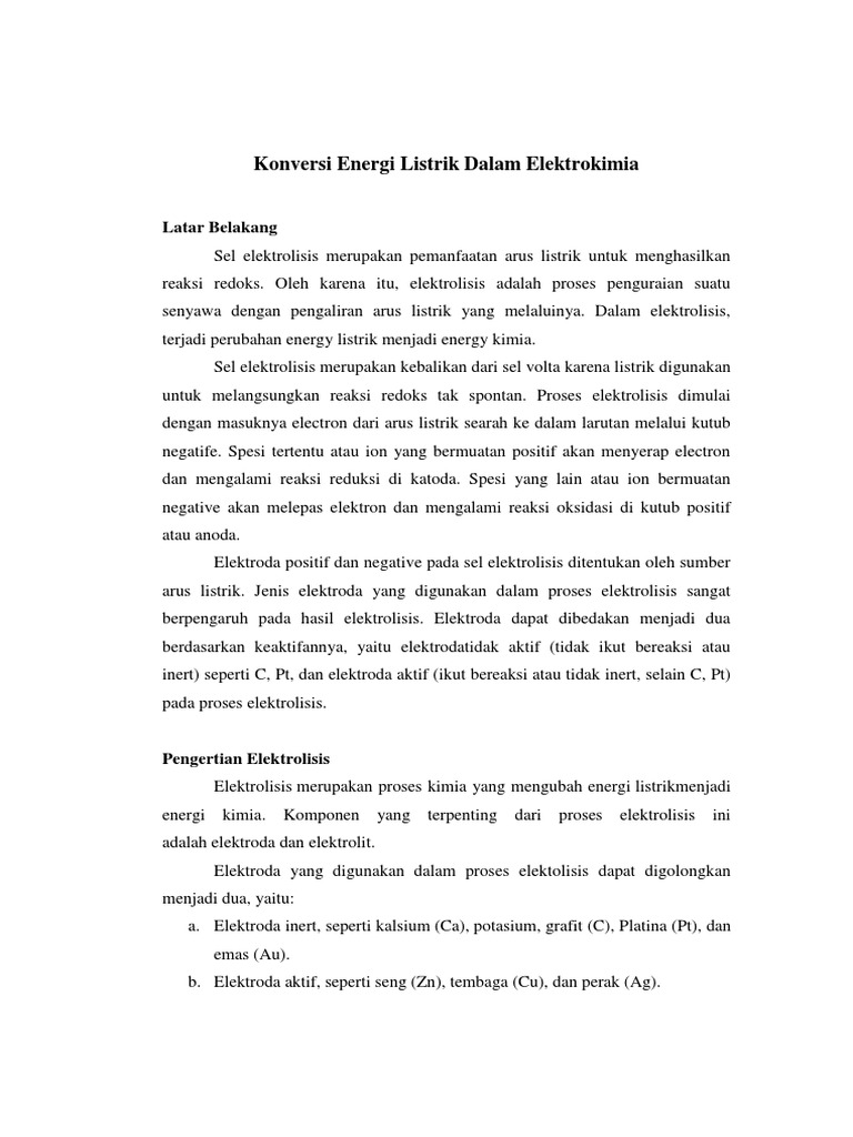 Elektroda Inert dalam Elektrolisis | PDF | Sains & Matematika ...