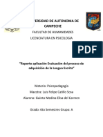 Reporte Aplicación Evaluación Del Proceso de Adquisición de La Lengua Escrita