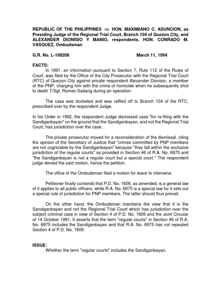 The sandiganbayan is a regular court republic of the philippines vs