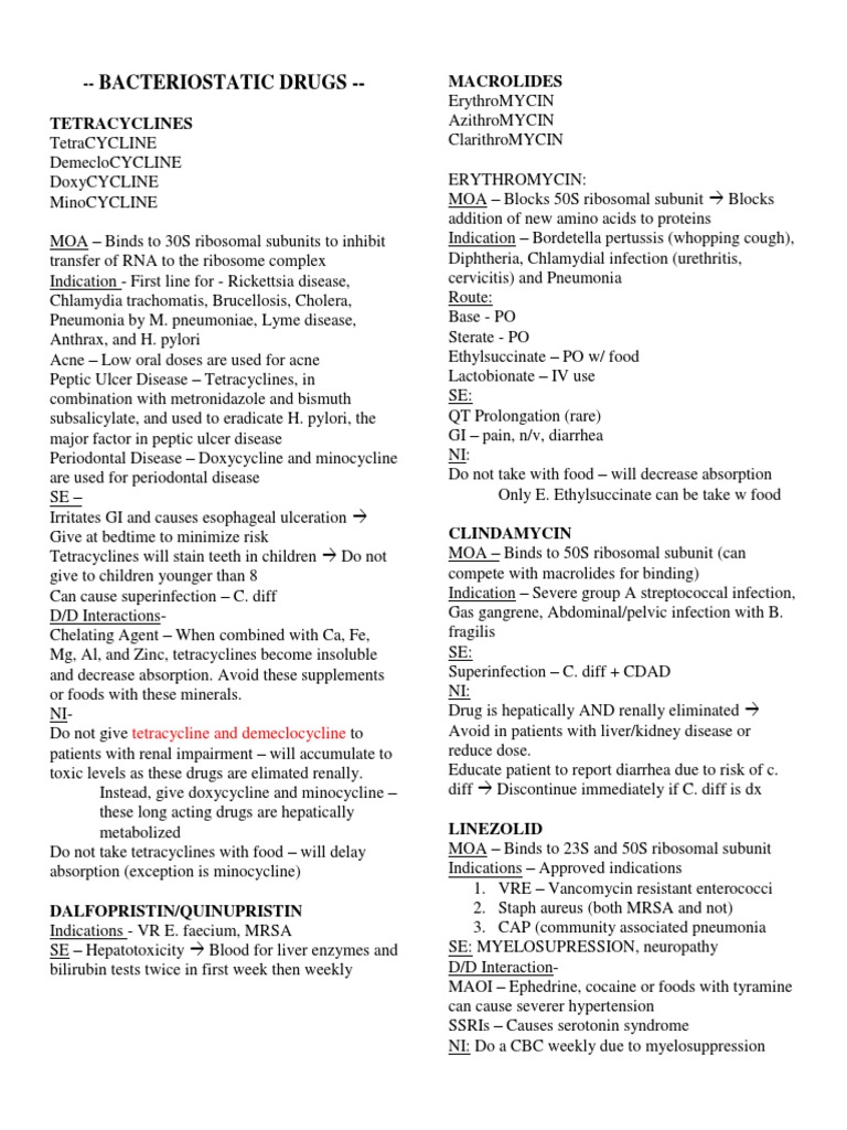 Antibiotic (Bacteriostatic) Drugs | PDF | Cancer