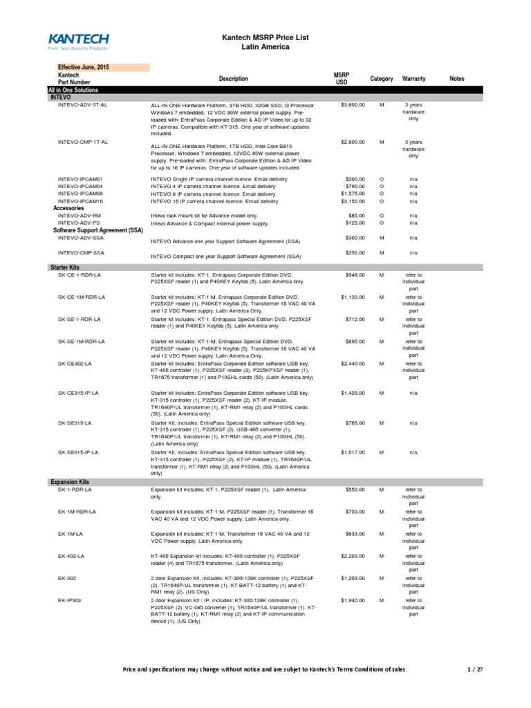 Kantech Latam MSRP Jul 25 2016 Welcome | PDF | Microsoft Windows | Usb ...