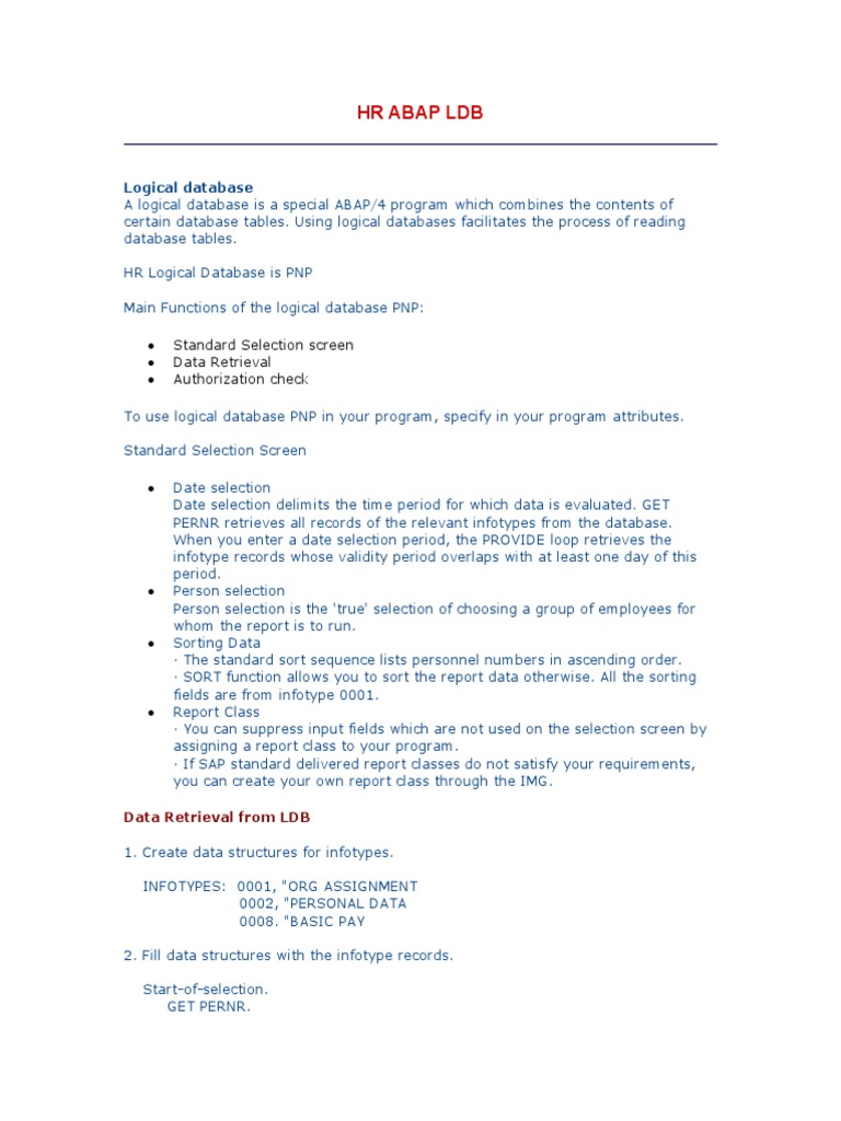 Hr abap ldb logical database pdf databases subroutine