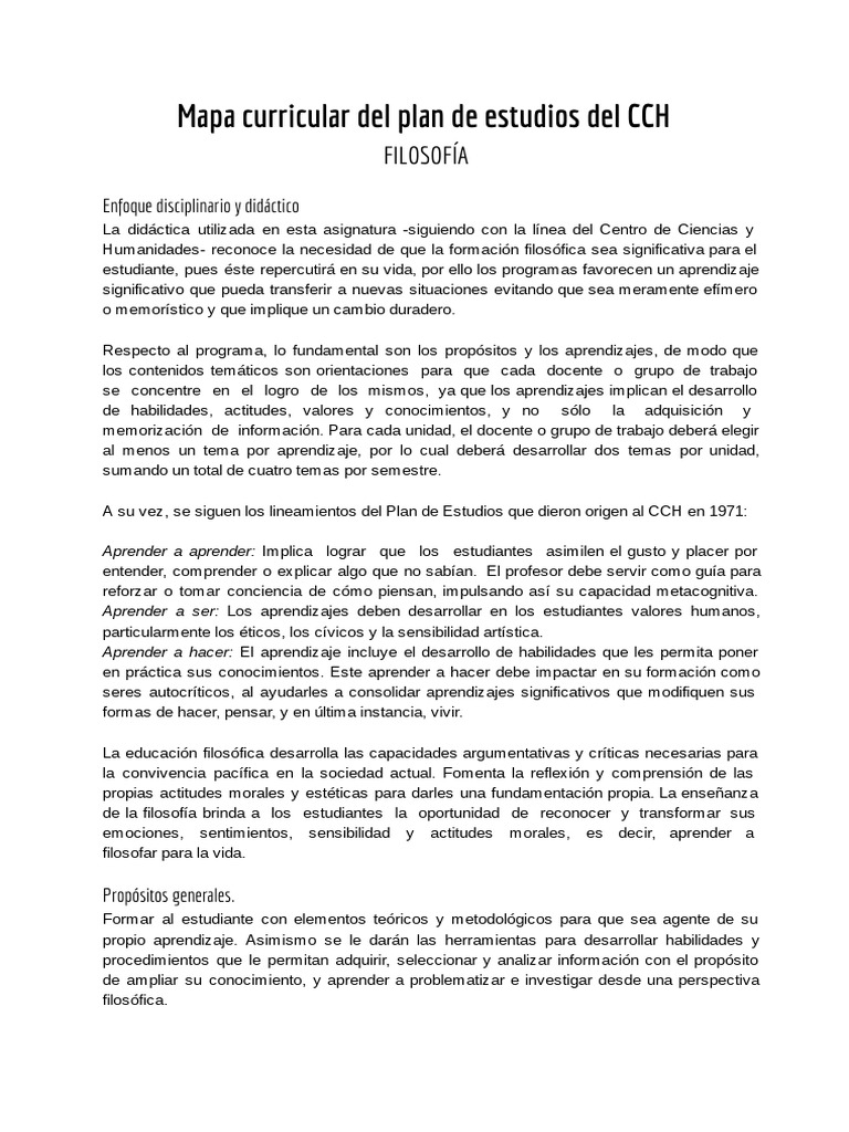 Síntesis Del Mapa Curricular de CCH | PDF | Evaluación | Aprendizaje