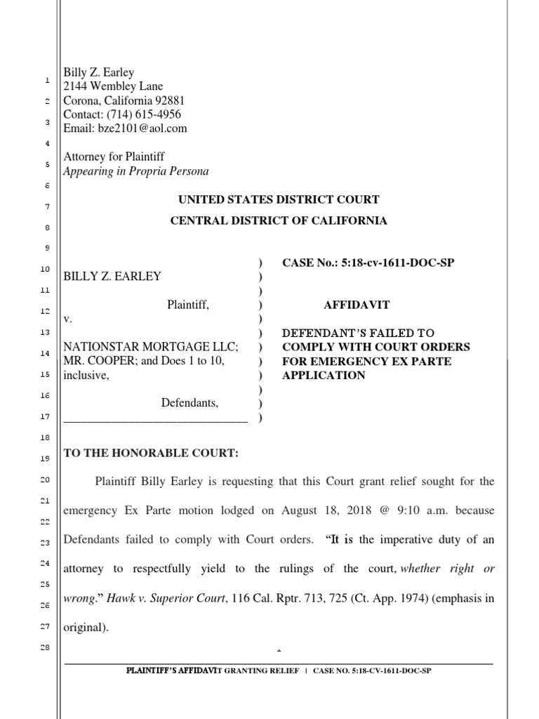Affidavit Ex Parte Foreclosure Free 30 Day Trial Scribd