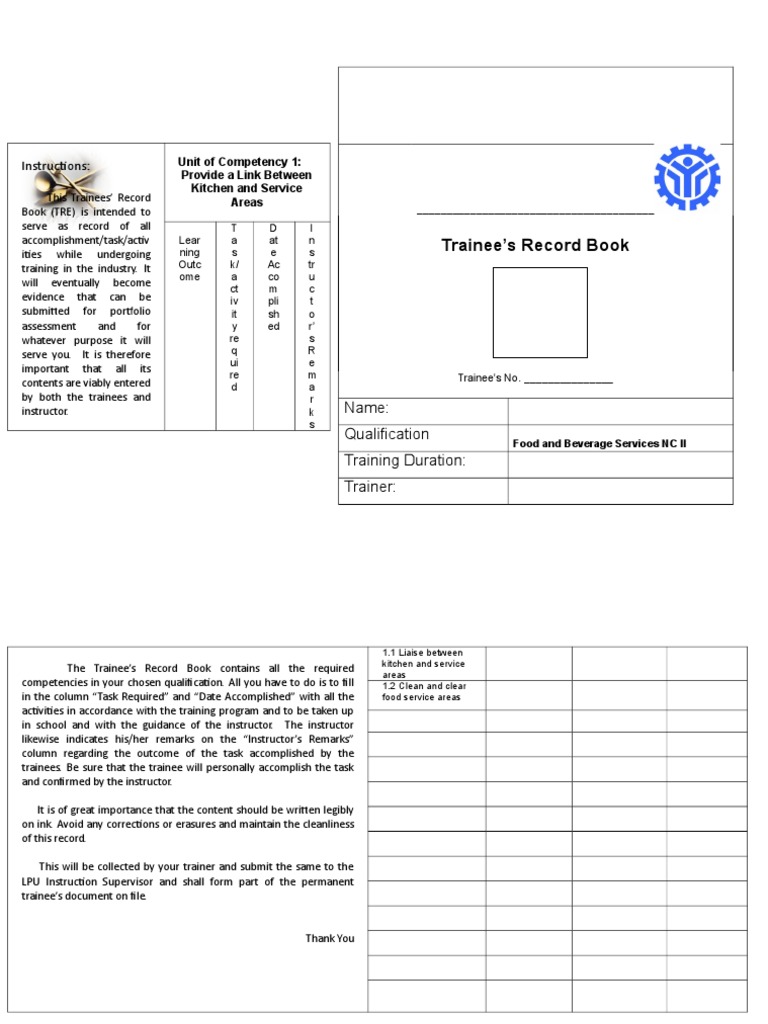 12 Trainees Record Book Pdf Behavior Modification Cognition