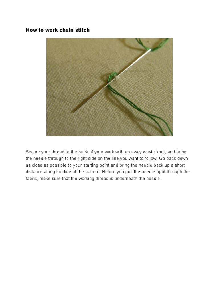 Chain Stitch Embroidery Techniques | PDF | Microsoft | Embroidery