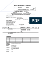 "Production Title": HANDOUT - Example of A Call Sheet