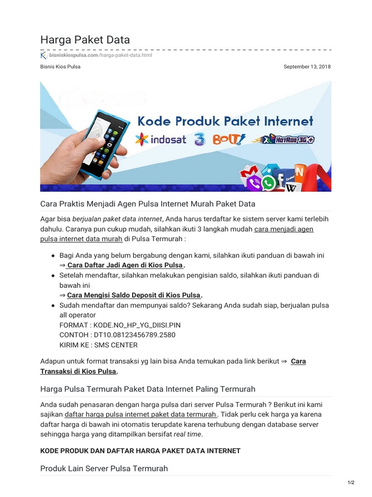 Bisniskiospulsa Com Harga Paket Data