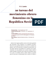 Las Tareas Del Movimiento Obrero Femenino en La República Soviética