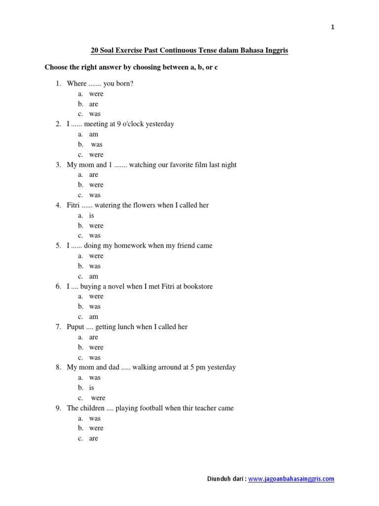 Contoh Soal Bahasa Inggris Kelas 9 Tentang Past Continuous Tense Jawabanku Id