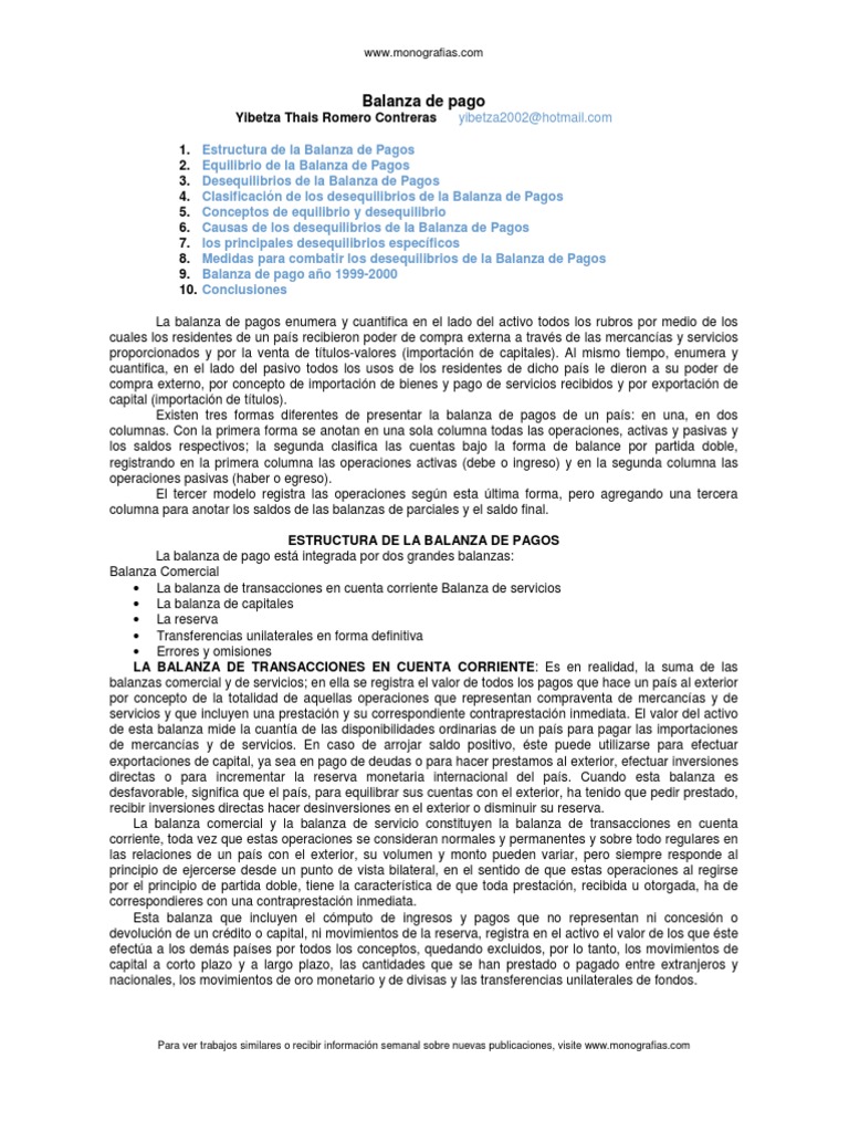 Balanza Pago | PDF | Balance de pagos | Exportaciones