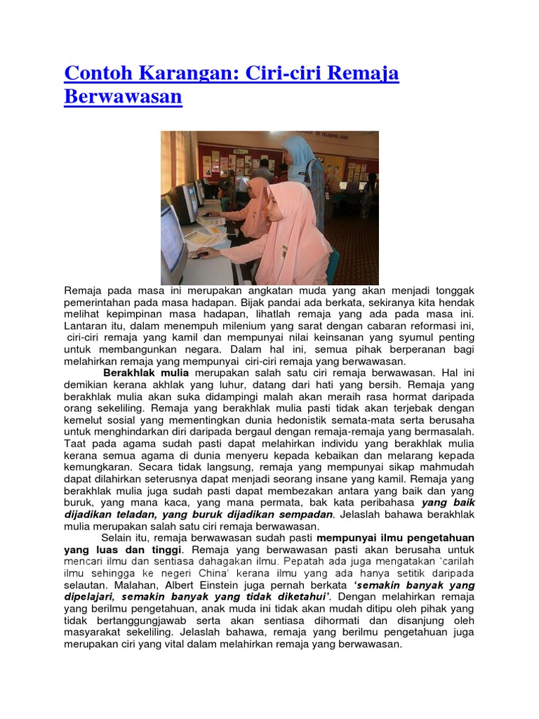 Ciri Ciri Remaja Yang Berwawasan Pdf