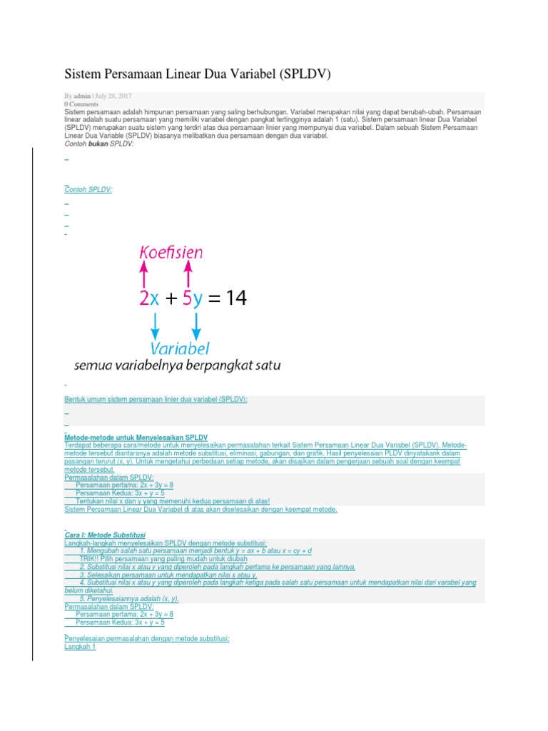 Sistem Persamaan Linear Dua Variabel
