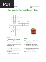 Intermediate Crossword Puzzle Fruit PDF