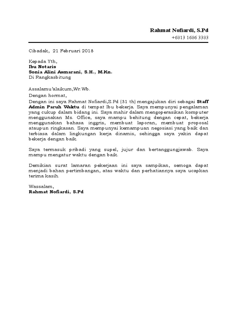 Contoh Surat Lamaran Ke Notaris - Kumpulan Contoh Gambar