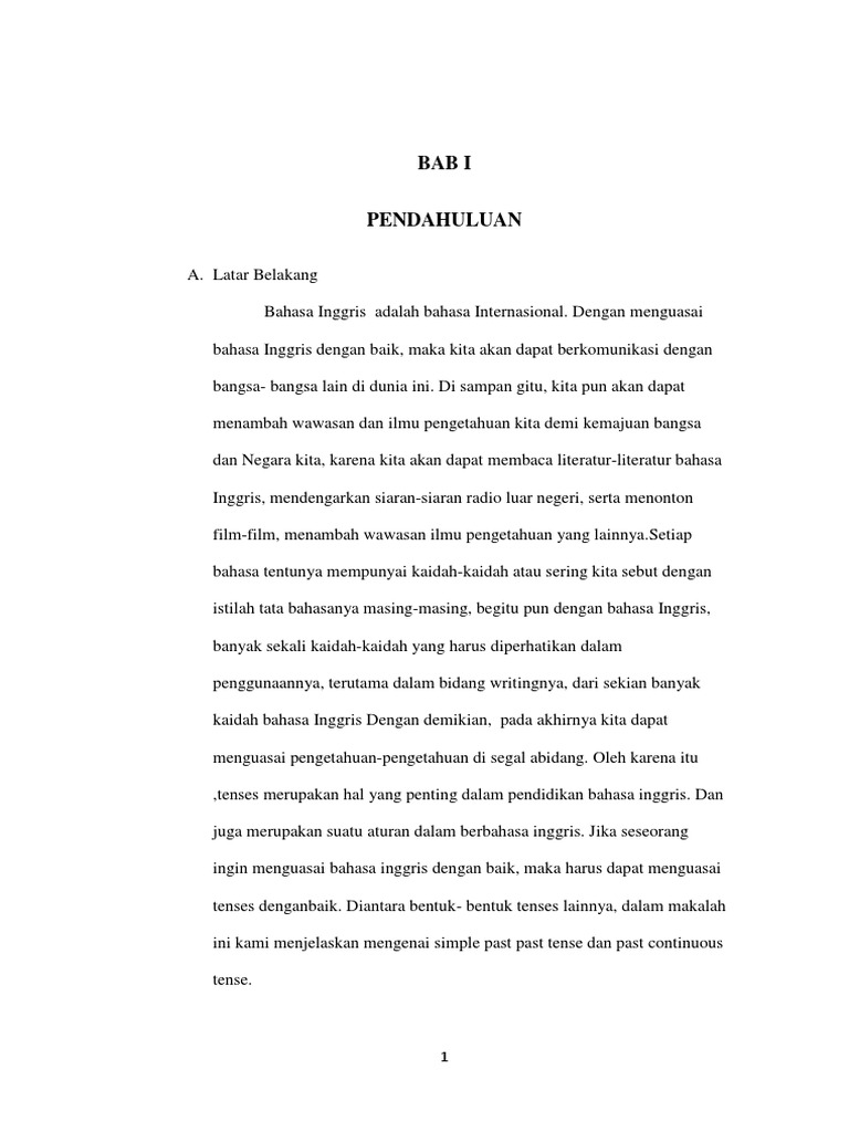 Makalah Past Tense Dan Past Continuous Tense Tekanan Linguistik Tense Tata Bahasa